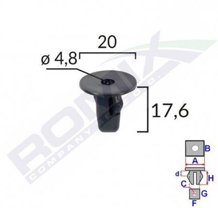 Pchytka kryt a plast pro vozy Citron C1 a Peugeot 107  (10ks, 6822QP)